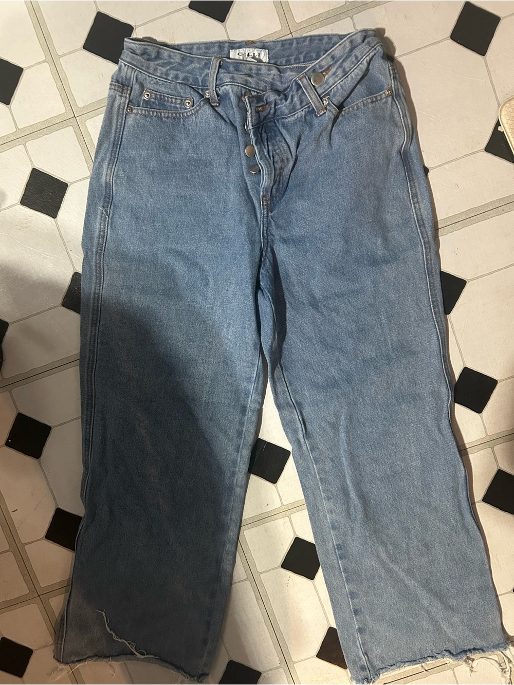 Light Blue Women's Crossover Straight-Leg Jeans